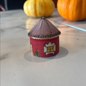 Festive Red Holiday Cottage Ornament